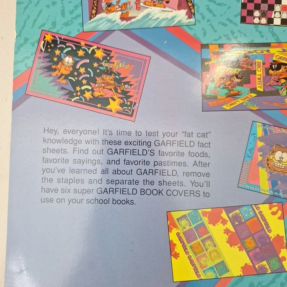 Vintage 1991 Garfield 6 Book Covers w/ Activities and Trivia Golden Books